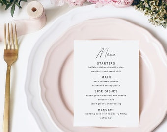 Wedding Menu, Custom Dinner Menu, Party Menu, Reception Menu - Printed Menu