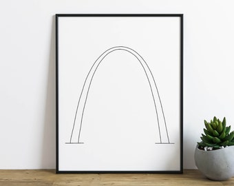 Gateway Arch Wall Art, St. Louis Art Print, Missouri Wall Decor, Black and White Minimalist Line Art