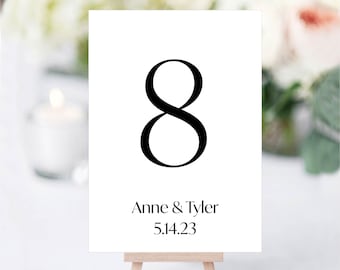Table Numbers, Printed Wedding Table Number, Wedding Reception Table Decor
