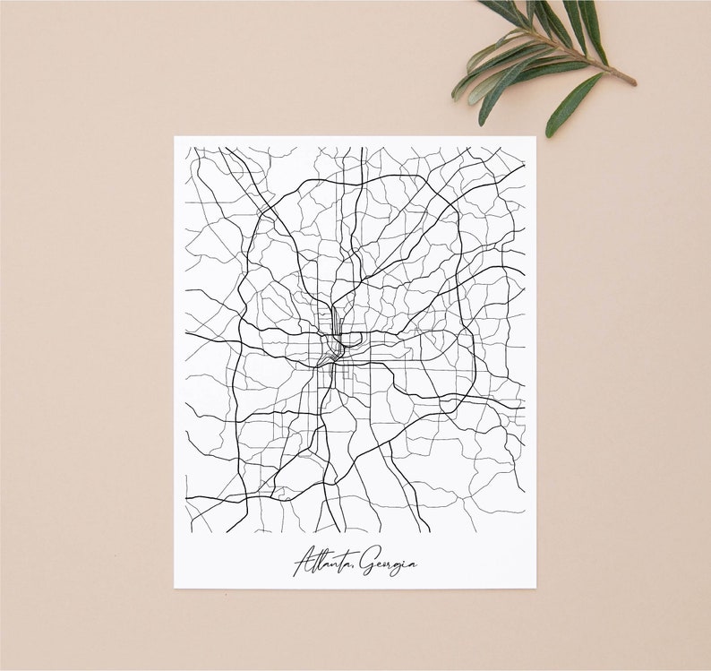 Map of Atlanta Wall Art 8x10 Atlanta Map Art Print Atlanta | Etsy