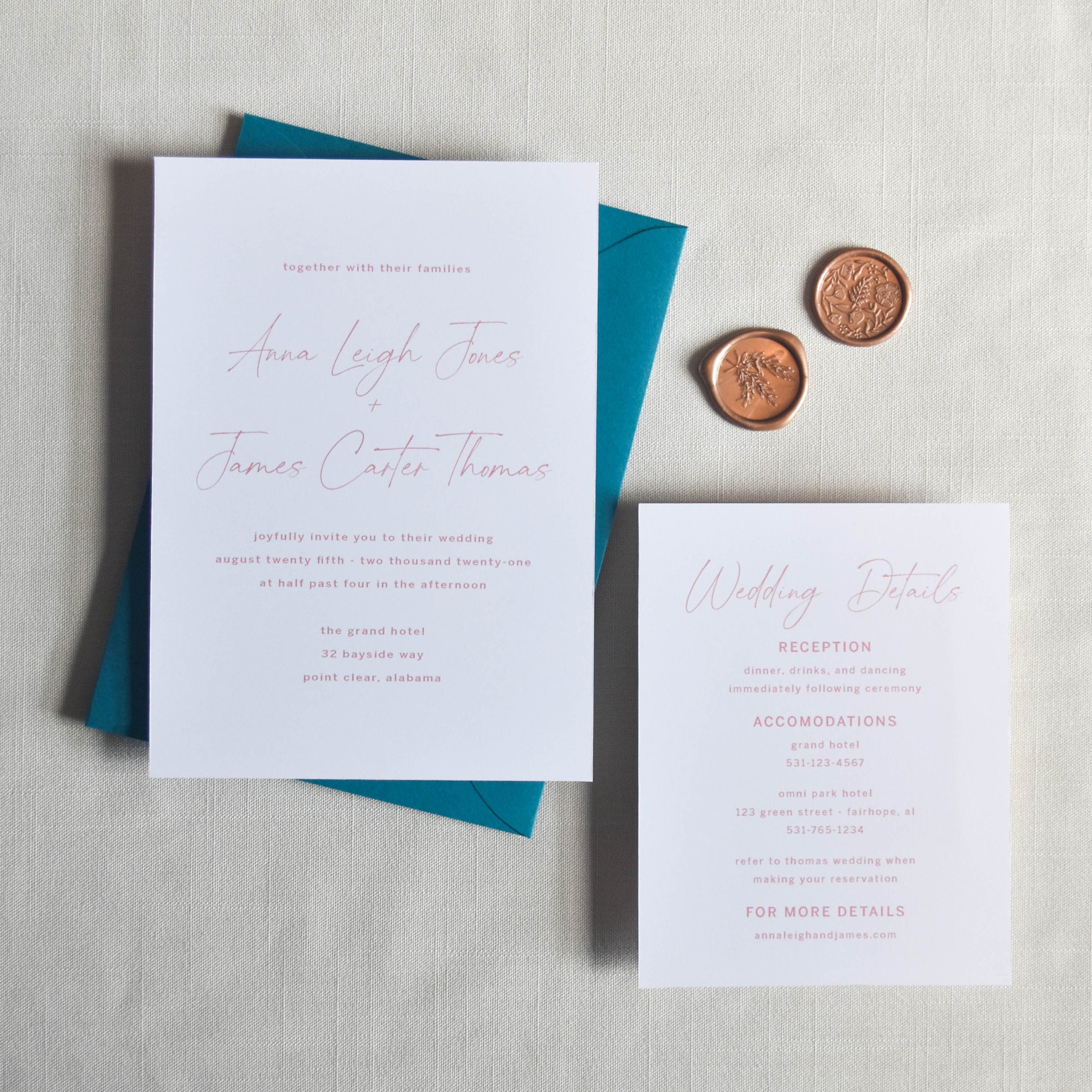 Modern Wedding Invitation with rsvp card wedding invite with | Etsy