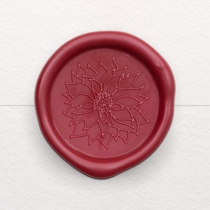 Poinsettia Wax Seal, Floral Christmas Wax Seal, Self Adhesive Holiday Wax Seal Stickers, Perfect for Christmas Cards
