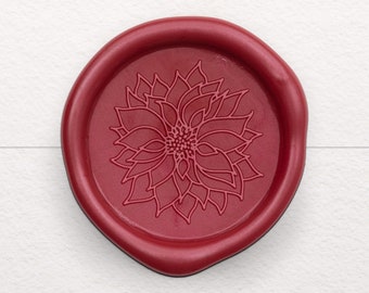 Poinsettia Wax Seal, Floral Christmas Wax Seal, Self Adhesive Holiday Wax Seal Stickers, Perfect for Christmas Cards