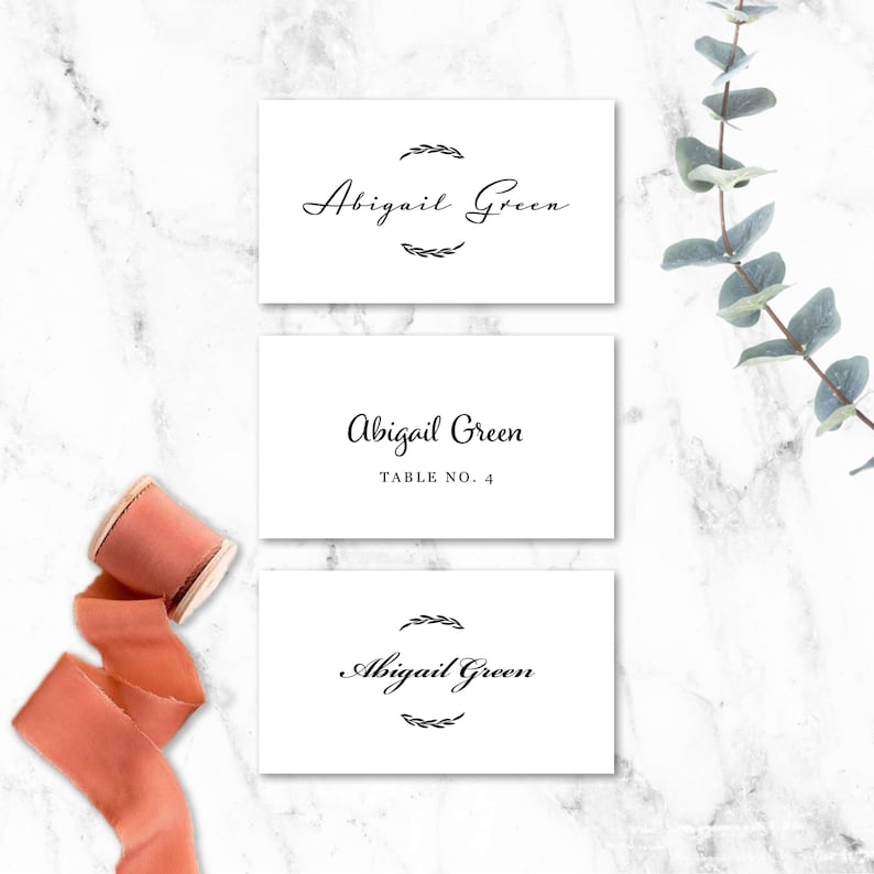 Printed Custom Place Cards Name Tags Flat Place Cards for Wedding or Party