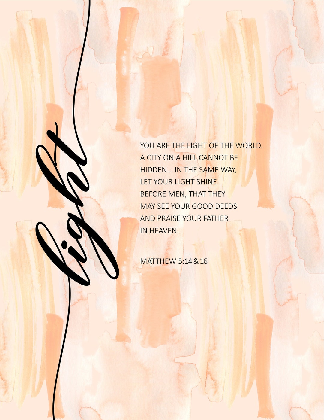 Digital Print Bible Verse Matthew 5:14&16 - Etsy