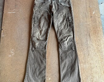 Pantaloni cargo vintage giapponesi Michel Klein Homme Designer con doppio ginocchio, modello bondage, taglia W33 L33
