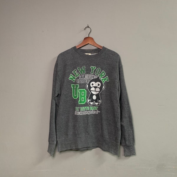 Vintage New York Monkey By Hyper Primates Uittg Baby Big Logo Crewneck Sweater Sweatshirt