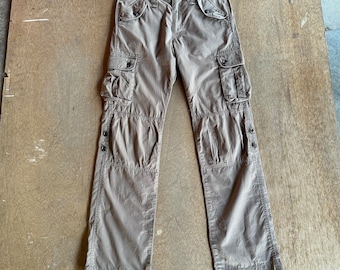 Pantaloni cargo tattici vintage con doppie ginocchia, multitasche, modello Onboard Japan, taglia M