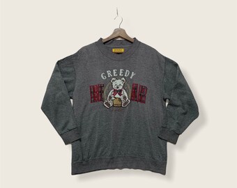 Greedy Bear Big Logo Spell Out Embroidery Crewneck Sweater Sweatshirt