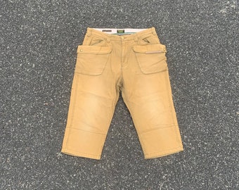 Pantaloni vintage a 8 tasche, modello cropped, con tasche grandi e scoloriti, vita 35