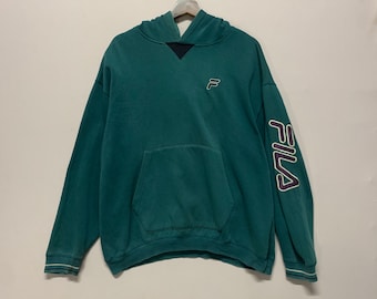 Vintage Fila Spell Out Hooded Sweater Streetwear Sweatshirt