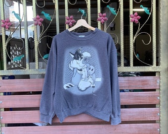 Felpa girocollo vintage Looney Tunes di Warner Bros Cartoon Network Made In Usa Taglia L