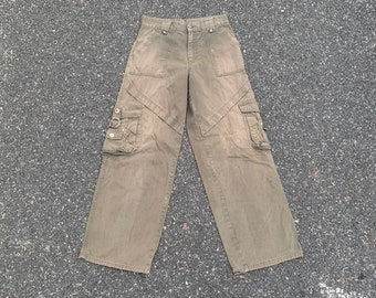 Unbranded Multi Pocket Bondage Faded Cargo Trousers Utility Pants