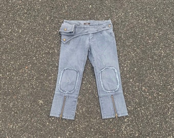 Pantaloni corti a spirale effetto slavato, bel design, vita 29