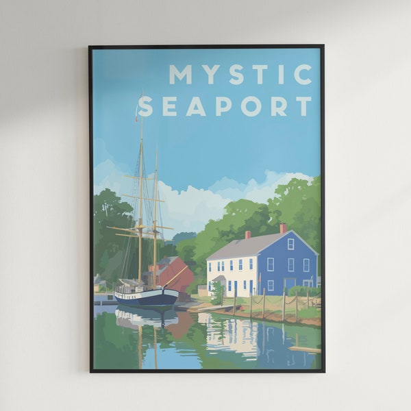 Mystic Seaport, Connecticut Travel Poster