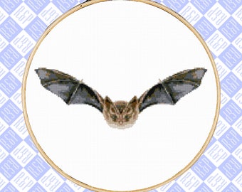 Realistic Bat Counted Cross Stitch Pattern - PDF Digital Download