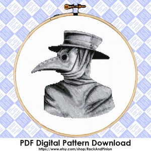Plague Doctor Counted Cross Stitch Pattern - PDF Digital Download