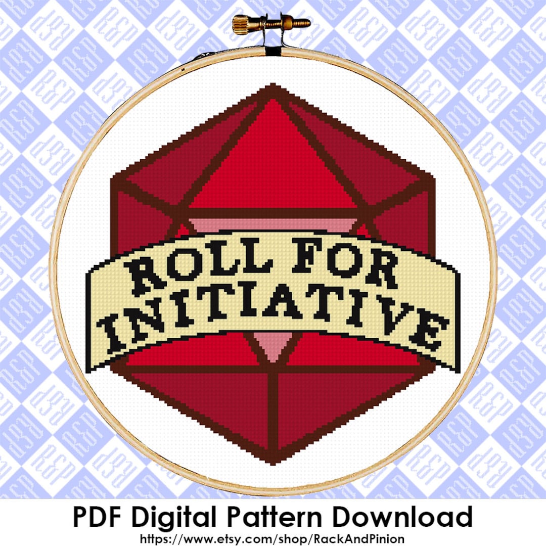 Roll for Initiative Polyhedral Dice DND D&D - Counted Cross Stitch ...