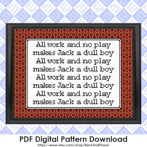 All Work and No Play Shining Typewriter Carpet Pattern - Counted Cross Stitch Pattern - PDF Digital Download