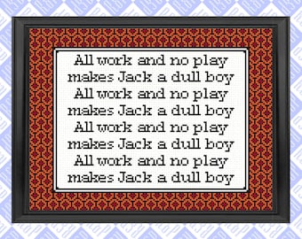 All Work and No Play Shining Typewriter Carpet Pattern - Counted Cross Stitch Pattern - PDF Digital Download