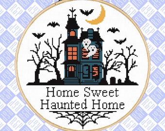 Home Sweet Haunted Home Spooky Housewarming Gift - Counted Cross Stitch Pattern - PDF Digital Download