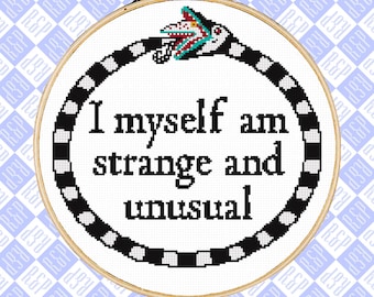 I Myself am Strange and Unusual Lydia Deetz Beetlejuice - Counted Cross Stitch Pattern - PDF Digital Download