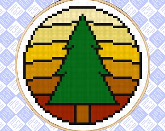 Pine Guard Patch Adventure Zone Amnesty - Counted Cross Stitch PDF Digital Download