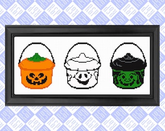 Vintage Candy Halloween Candy Buckets - Counted Cross Stitch Pattern - PDF Digital Download