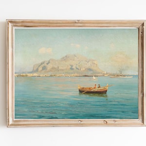 ART PRINT | Vintage Boat Oil Painting | Nautical Art Print | Vintage Ocean Print | Beach House Decor | Sailing Gifts | Coastal Wall Art