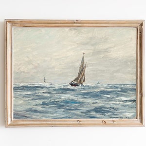 ART PRINT | Vintage Fishing Boat Oil Painting | Seascape Art | Pastel Print | Beach Wall Art | Coastal Decor | Nautical Art | Captain Gift