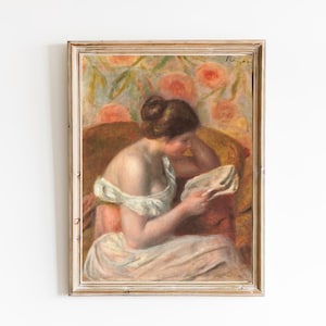 KUNSTDRUCK | Frauen Ölgemälde | Antike lesende Frau Portrait | Lesendes Mädchen | Buch-Liebhaber Geschenk | Frauenportrait