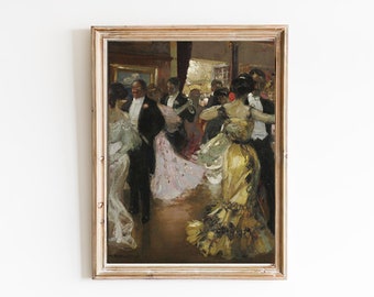 ART PRINT | At the Ball Oil Painting | Vintage Ballroom Dancing Art Print | Evening Ball Painting | Antique Dancing Wall Art