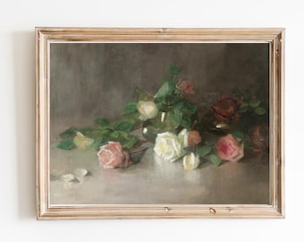 Vintage Roses Art Print | Antique Floral Still Life