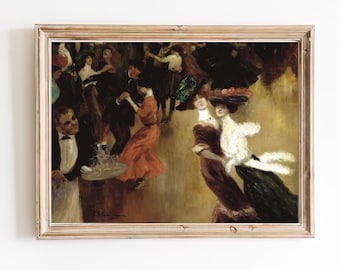 ART PRINT | Dancing Women Couple Oil Painting | Dancing Hall Art | Dancer Print |Realist Wall Art | Figurative Dancers Print