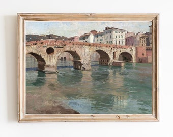 他の人発送×油彩画【ヴェローナの古橋】原画　2000年 油彩画【ヴェローナの古橋】原画2000年