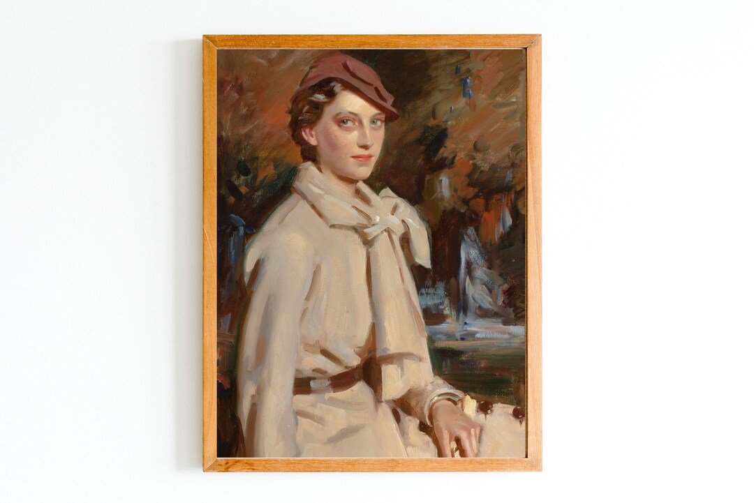 ART PRINT | Vintage Woman Portrait Oil Painting | Autumn Color Painting ...