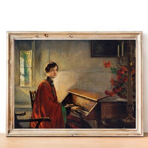 Vintage Woman Playing Piano Art Print | Musical Instrument Wall Art - Etsy