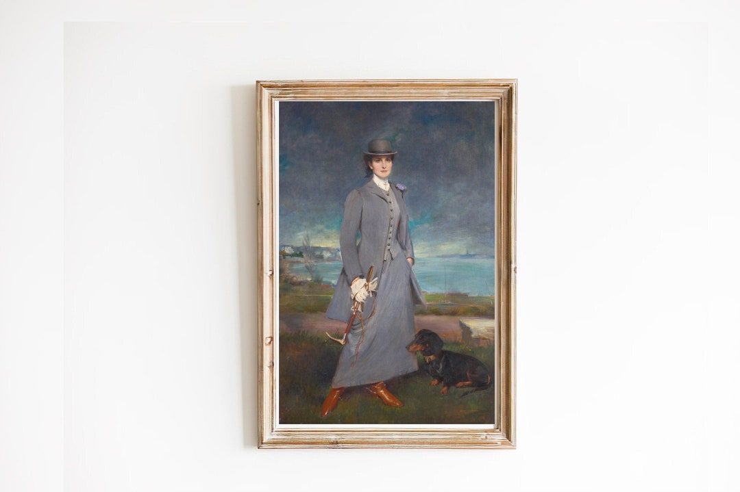 Woman With Dachshund Dog Art Print | Vintage Portrait - Etsy