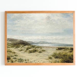 ART PRINT | Vintage Landscape Oil Painting | Seascape Art Print | Antique Coastal |Beach Oil Painting | Seaside Wall Art Print