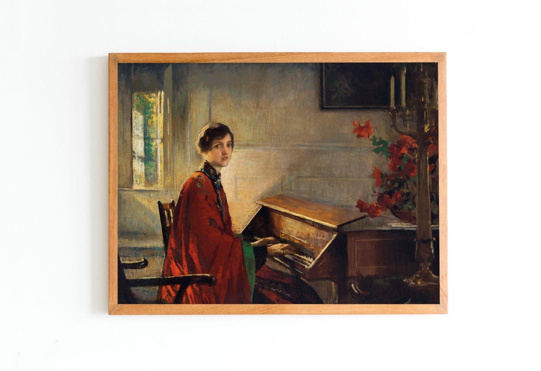 Vintage Woman Playing Piano Art Print | Musical Instrument Wall Art - Etsy