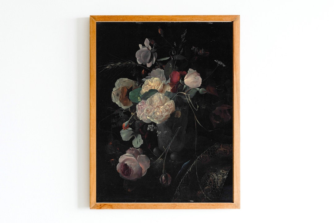 ART PRINT | Flowers Vintage Oil Painting | Still Life With Roses ...