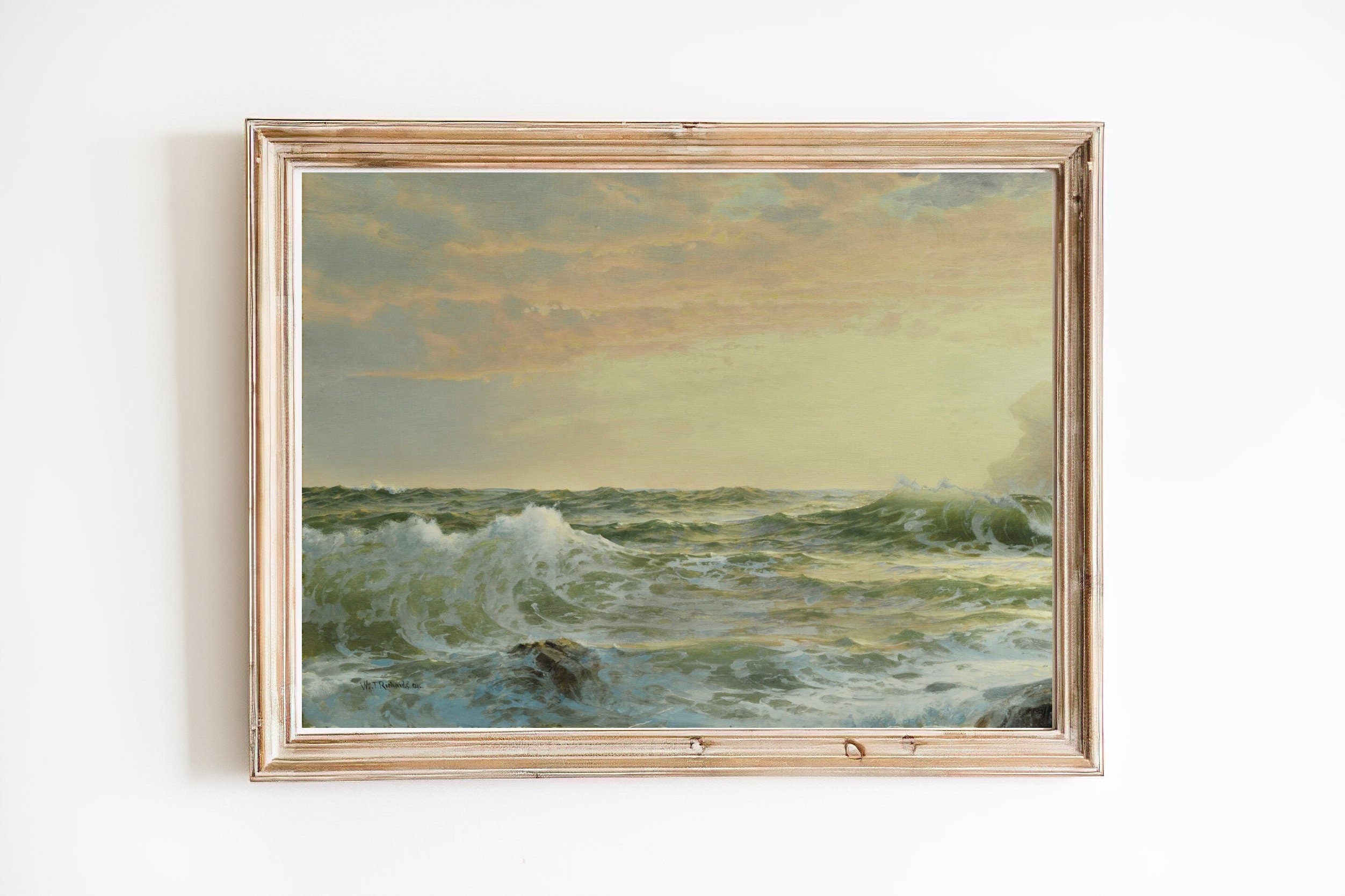 ART PRINT Vintage Ocean Waves Wall Art Print Seascape Oil | Etsy