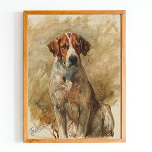 ART PRINT | Treeing Walker Coonhound Oil Painting | Dog Lovers Gift | Classic Hound Artwork | Dog in Autumn Landscape Art | Pet Portrait