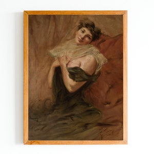 ART PRINT | Young Woman Portrait | Vintage Polish Woman Oil Painting | Classic Portrait Artwork | Antique Portrait| Feminine Art