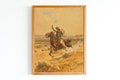 Vintage Cowboy Art Print | Wild West Horse Oil Painting