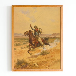 ART PRINT | Wild West Art | Vintage Western Print | Old Horse Oil Painting | Horseman Oil Painting | Horse Artwork | Cowboy Print