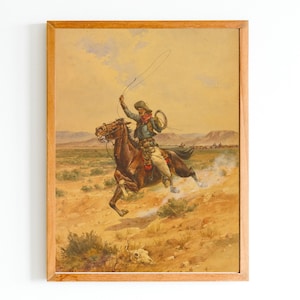 ART PRINT | Wild West Art | Vintage Western Print | Old Horse Oil Painting | Horseman Oil Painting | Horse Artwork | Cowboy Print