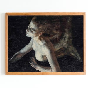 KUNSTDRUCK | Vintage Meerjungfrau-Ölgemälde | Antike Meerjungfrau Ölgemälde | Meerjungfrau-Liebhaber-Geschenk | Strand Dekor | Frauenportrait | Märchenhafte Kunst