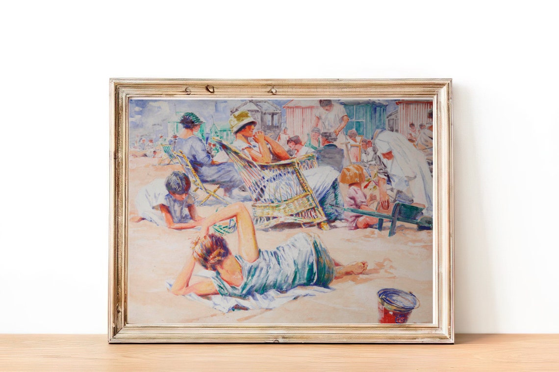 FREE SHIPPING Vintage Swimmers Oil Painting Beach Decor | Etsy