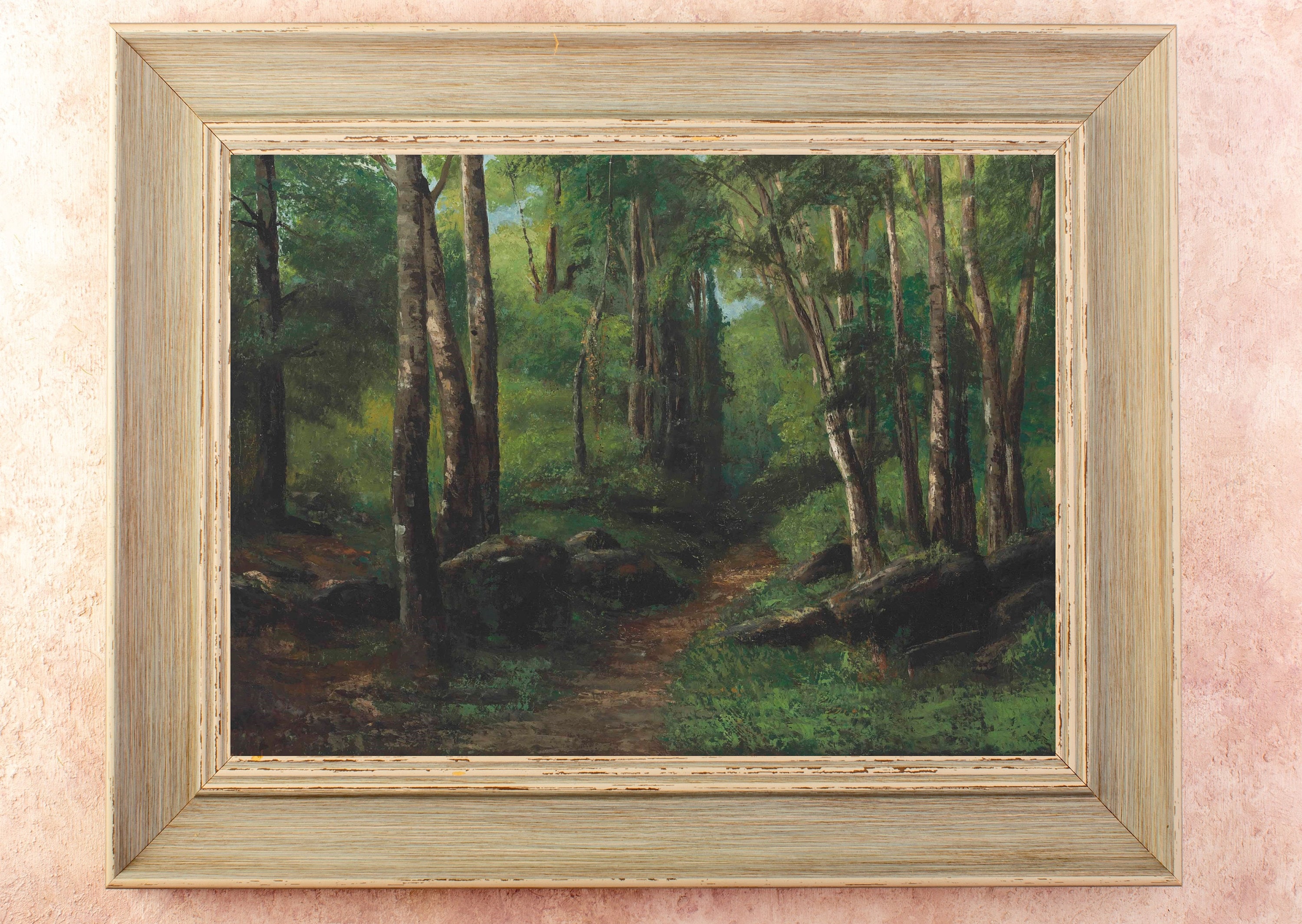 Dark Forest Oil Painting Art Print | Antique Landscape - Etsy Canada